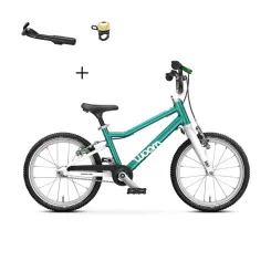 Rowerek dziecięcy Woom 3 GO Metallic Turquoise 16" 2026 + podpórka + dzwonek