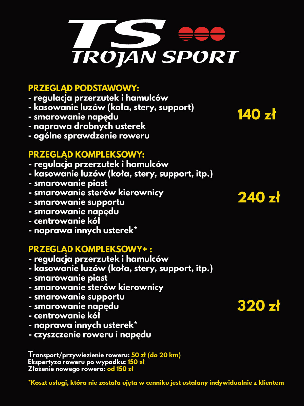 serwis rowerowy nowy sącz cennik